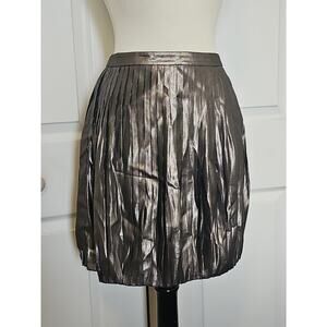 Tory Burch Silk Metallic Pleated Mini Skirt Womens 2 Holiday Chic Sleek